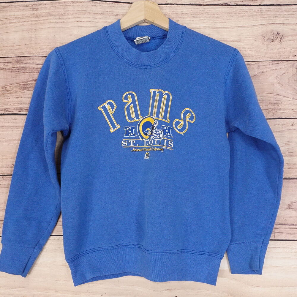 VINTAGE 1996 ST LOUIS RAMS USA‎ MADE YOUTH BOYS SWEATSHIRT SIZE L (7) 90s